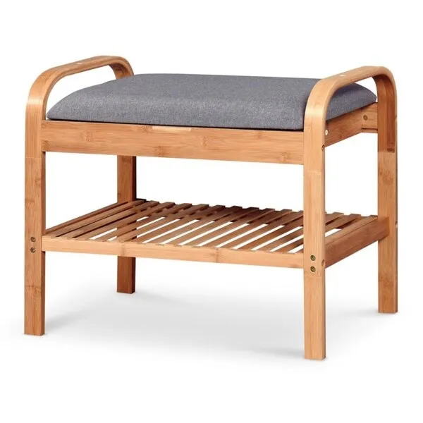 Ławka na buty ze schowkiem szara / naturalna 81 cm ST12
