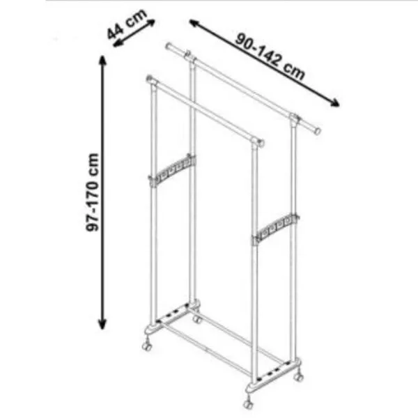 Wieszak stojący na ubrania czarny / srebrny mat 142 cm WU11