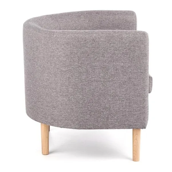 Fotel wypoczynkowy Clubby tkanina popielata, nóżki lite drewno naturalne