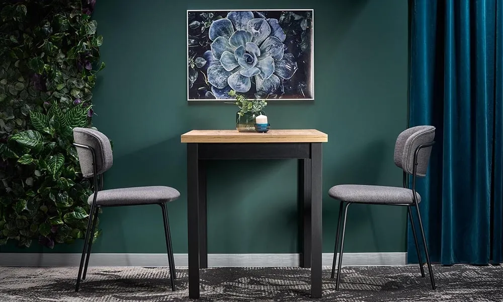 Stół do jadalni dąb wotan / czarny mat 120 x 68 cm Cobalt