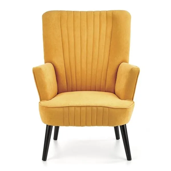 Fotel wypoczynkowy tapicerowany musztardowy Delgado