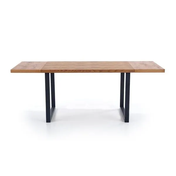 Stół rozkładany jasny dąb / czarny mat 126 - 206 x 80 cm Horus