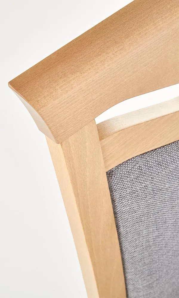 Krzesło do jadalni drewniane tapicerowane szare / dąb miodowy Citrone