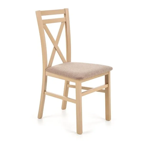 Krzesło do jadalni drewniane tapicerowane beżowe / dąb sonoma Dariusz