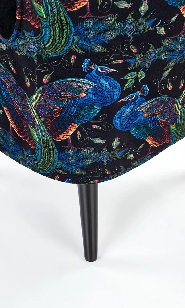 Fotel wypoczynkowy tapicerowany czarny / wielokolorowy Pagoni