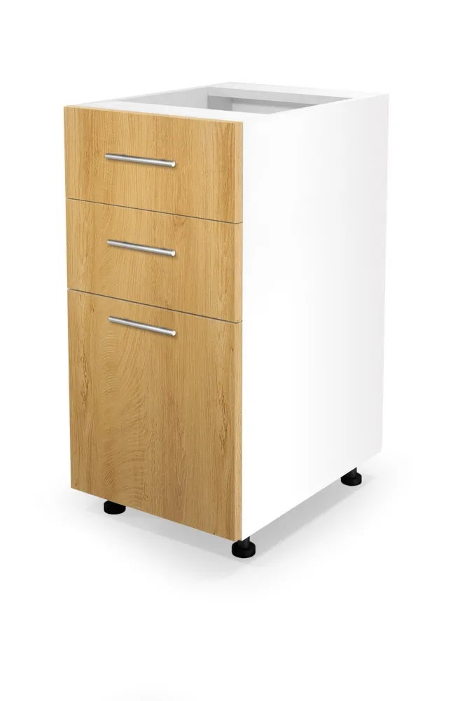Szafka dolna z szufladami biała / dąb miodowy mat 40 cm Vento