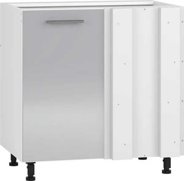 Szafka szafka dolna narożna biała / jasny szary mat / wysoki połysk 80 cm Vento