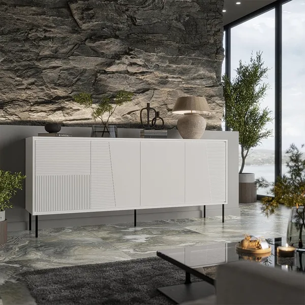 Komoda z drzwiami biała mat 200 cm Harmony