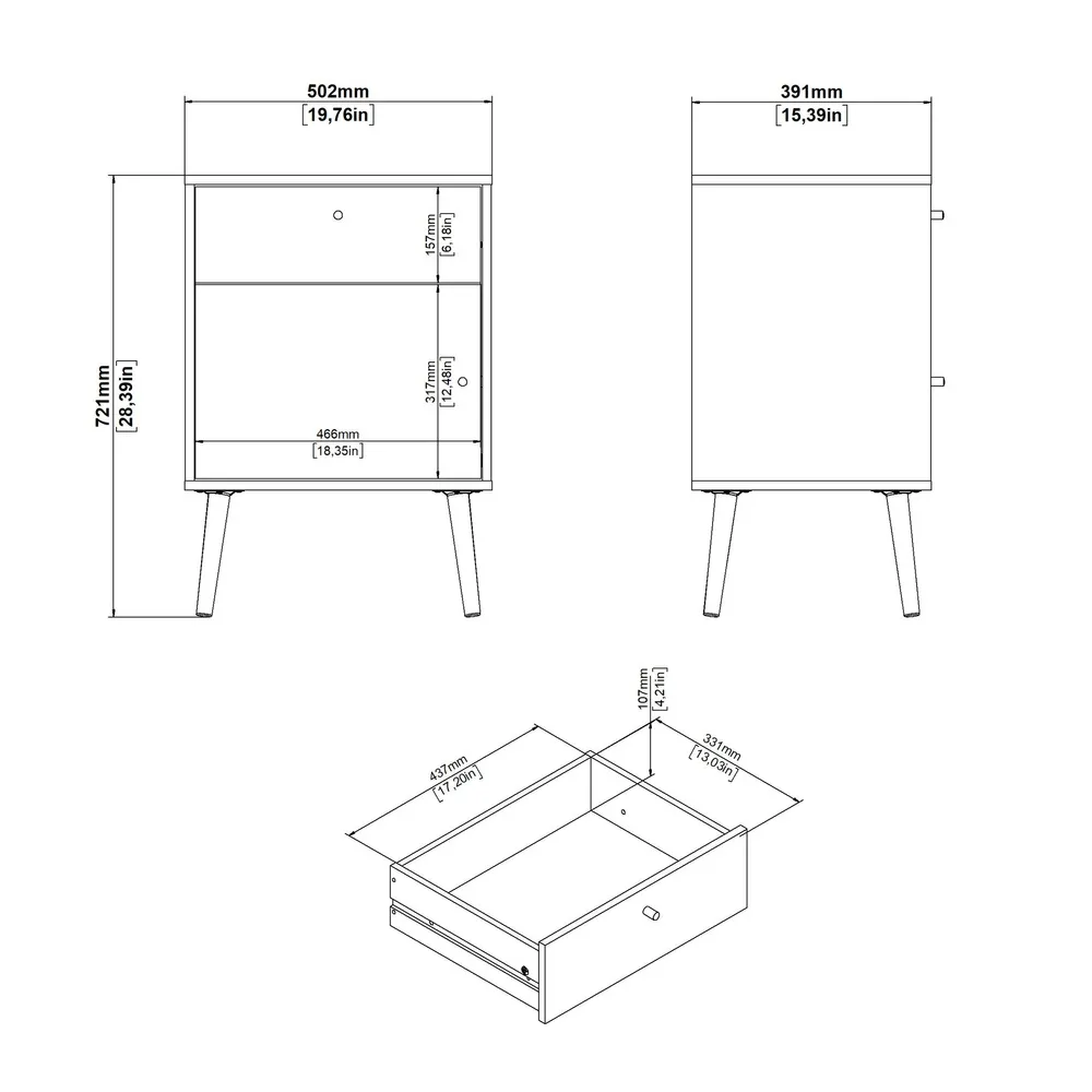 Szafka nocna biała mat 50 cm Bodo