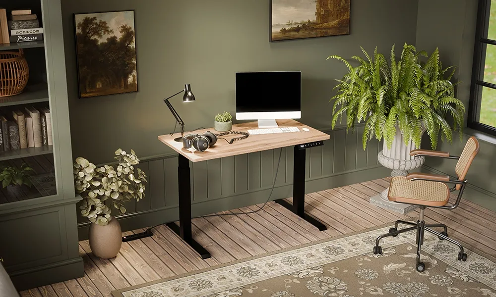 Biurko z regulacją wysokości elektryczne dąb wotan mat 121 cm Luna