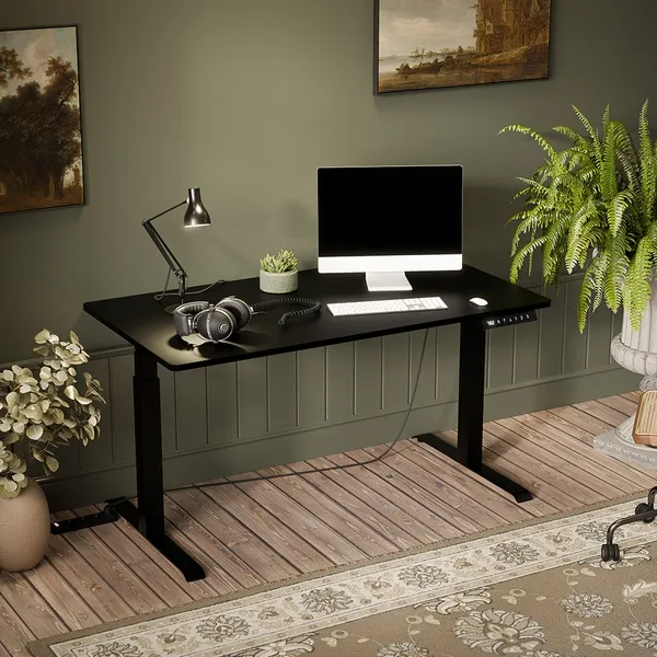 Biurko z regulacją wysokości elektryczne czarne mat 150 cm Luna