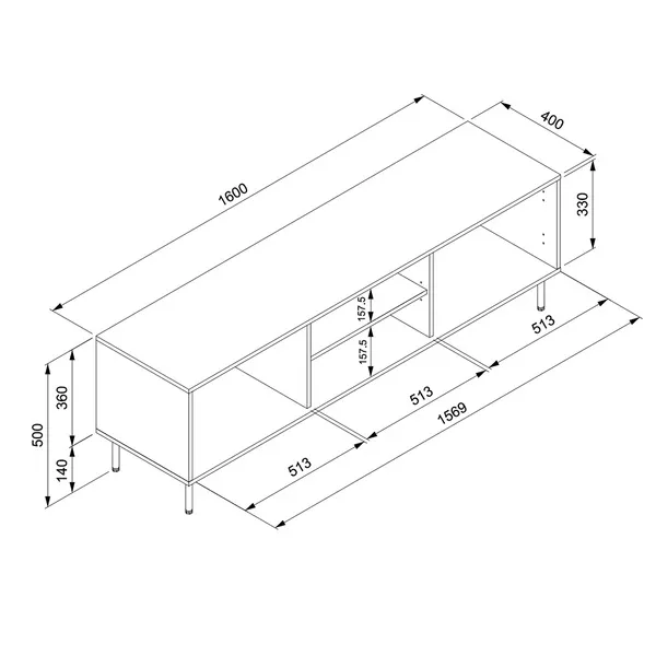 Szafka RTV niebieska mat 160 cm Caracas
