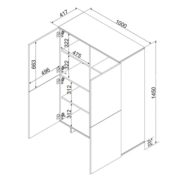 Komoda z drzwiami beż piaskowy mat 100 cm Eden