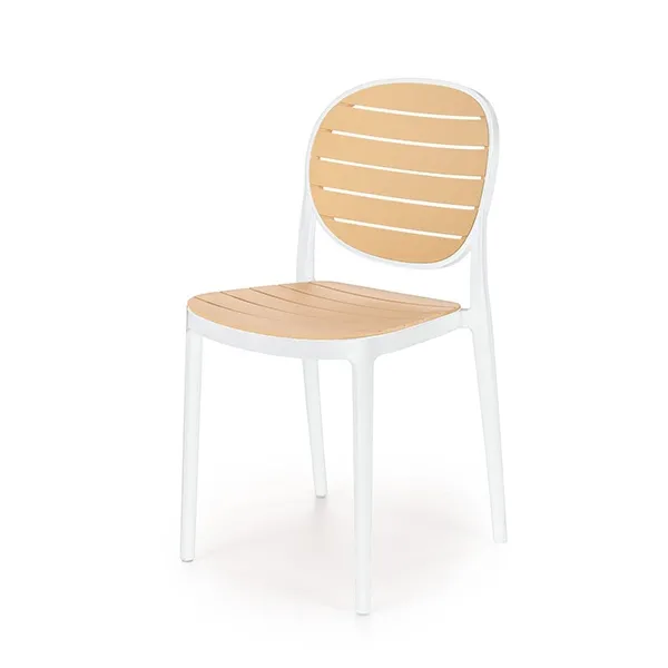 Krzesło ogrodowe plastikowe białe / naturalne K529