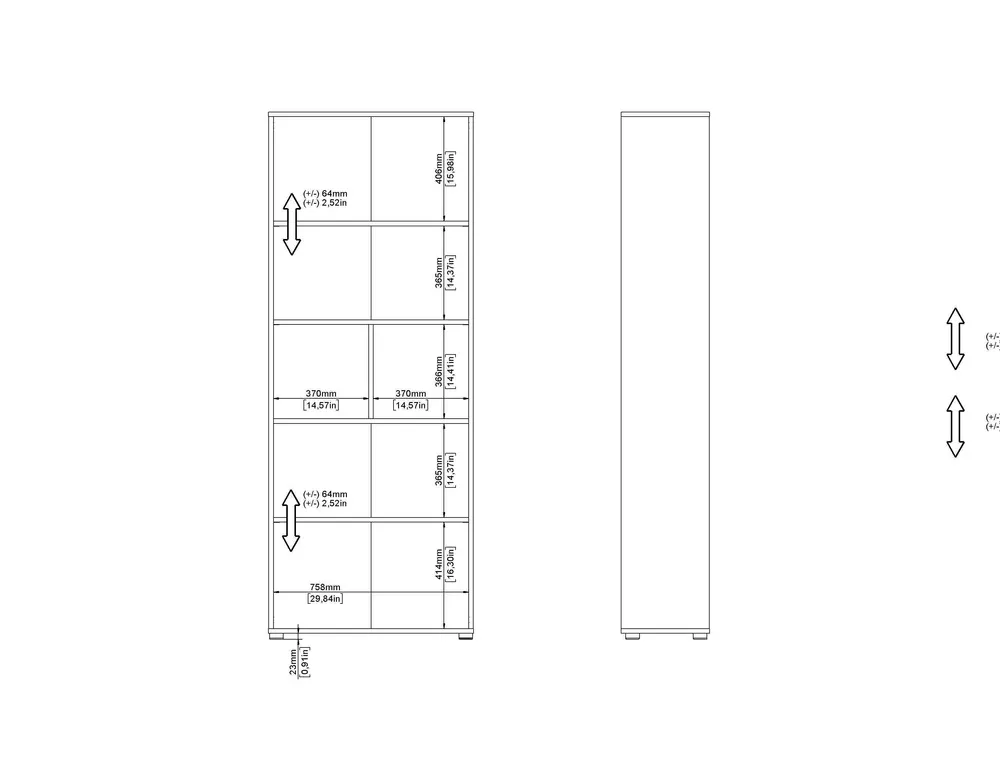 Regał biurowy z drzwiami Sign 80 x 34 x 205 cm, jackson hickory, biały mat