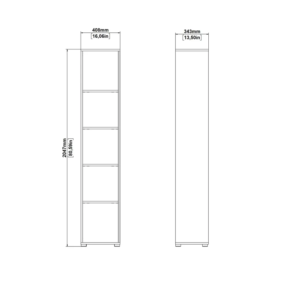 Regał Sign 41 x 34 x 205 cm, 4 półki, jackson hickory, biały mat