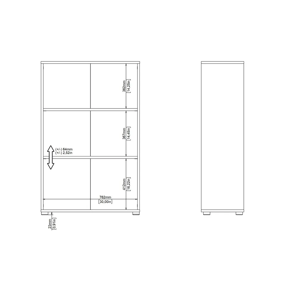Regał niski Sign, 80 x 34 x 124 cm, 2 półki, szary mat