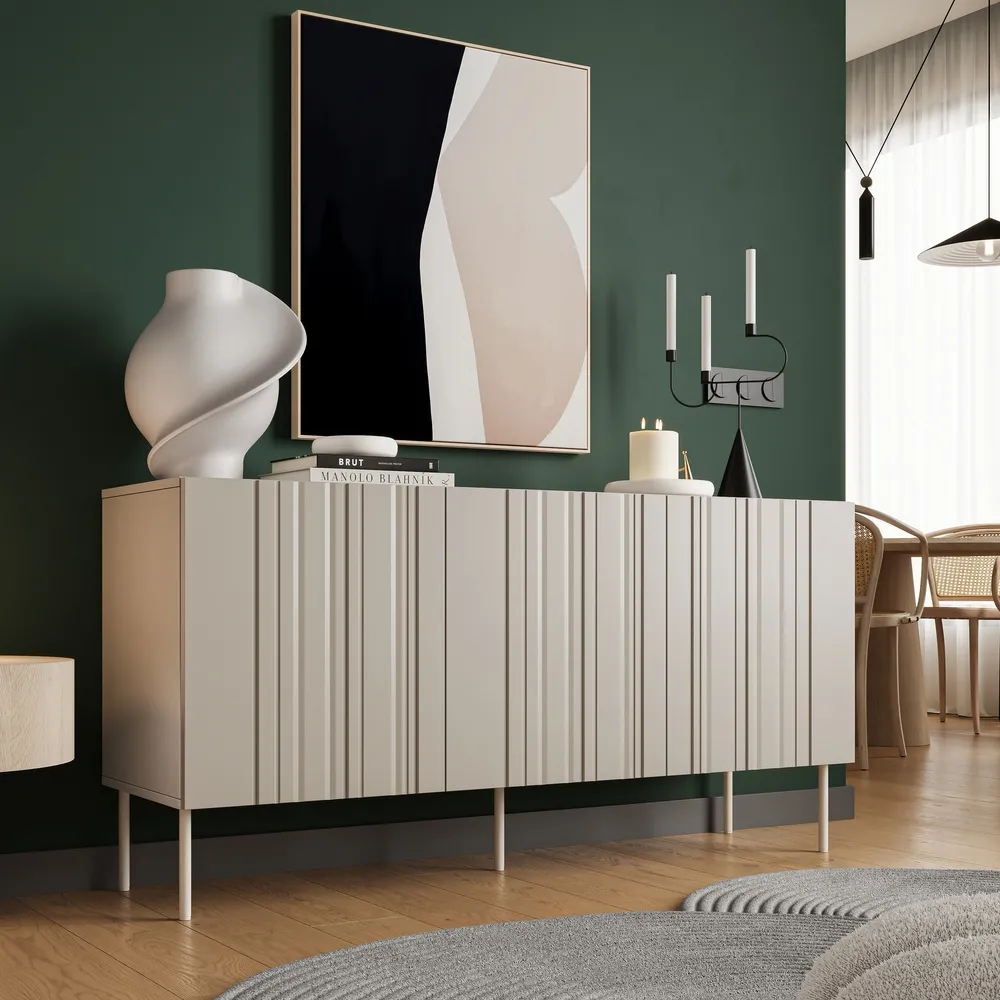 Komoda z drzwiami beżowa mat 150 cm Milo