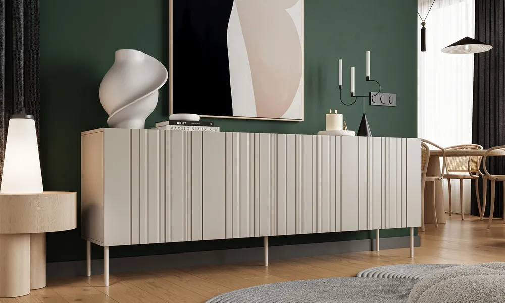 Komoda z drzwiami beżowa mat 200 cm Milo