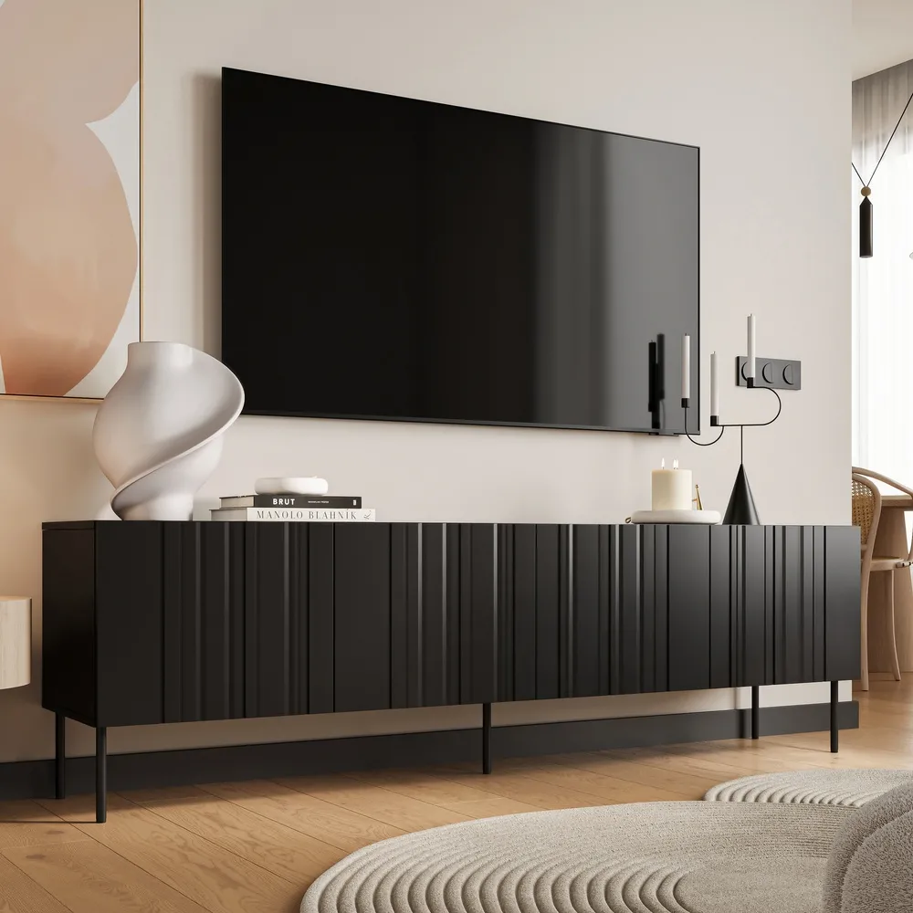Szafka RTV czarna mat 200 cm Milo