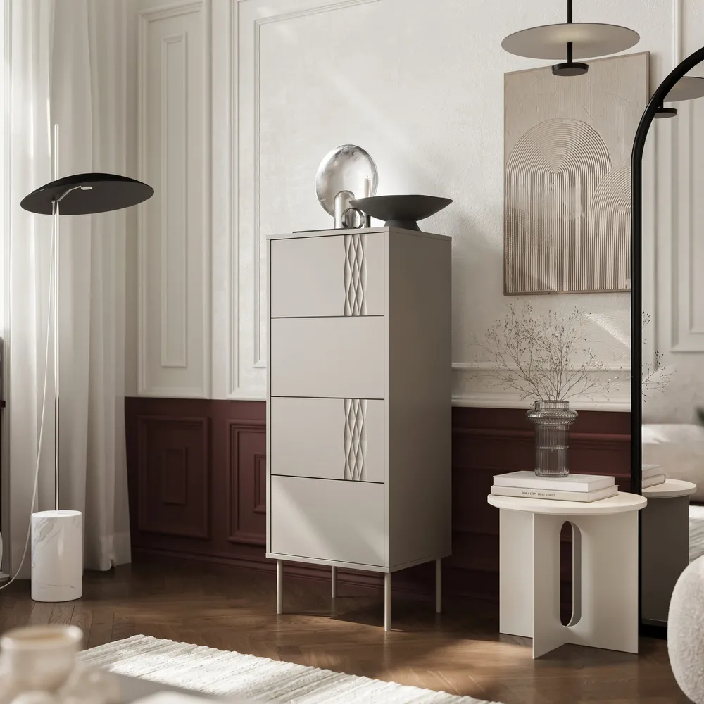 Komoda z szufladami beżowa mat 50 cm Aurelia