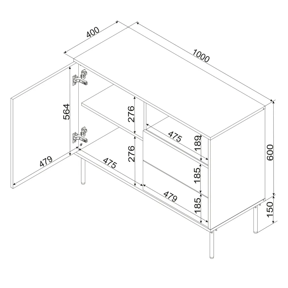 Komoda z szufladami i drzwiami beżowa mat 100 cm Aurelia