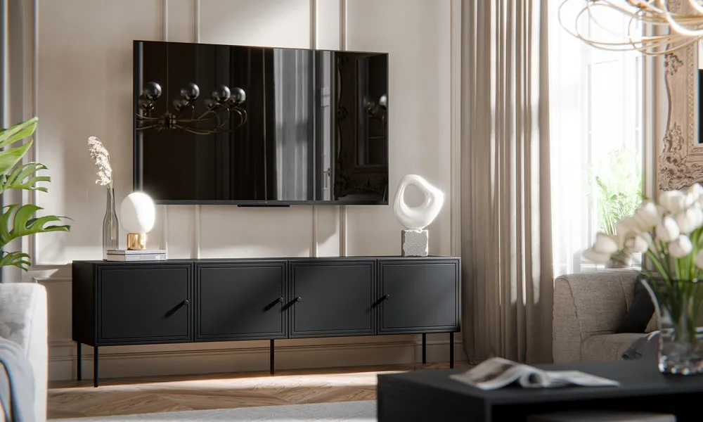 Szafka RTV czarna mat 200 cm Modena