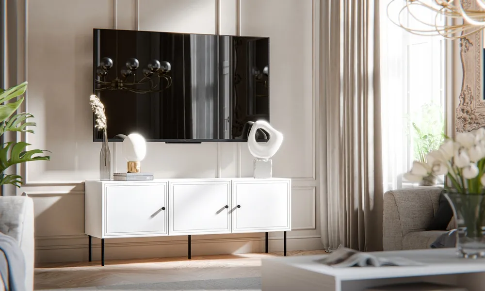 Szafka RTV biała mat 150 cm Modena