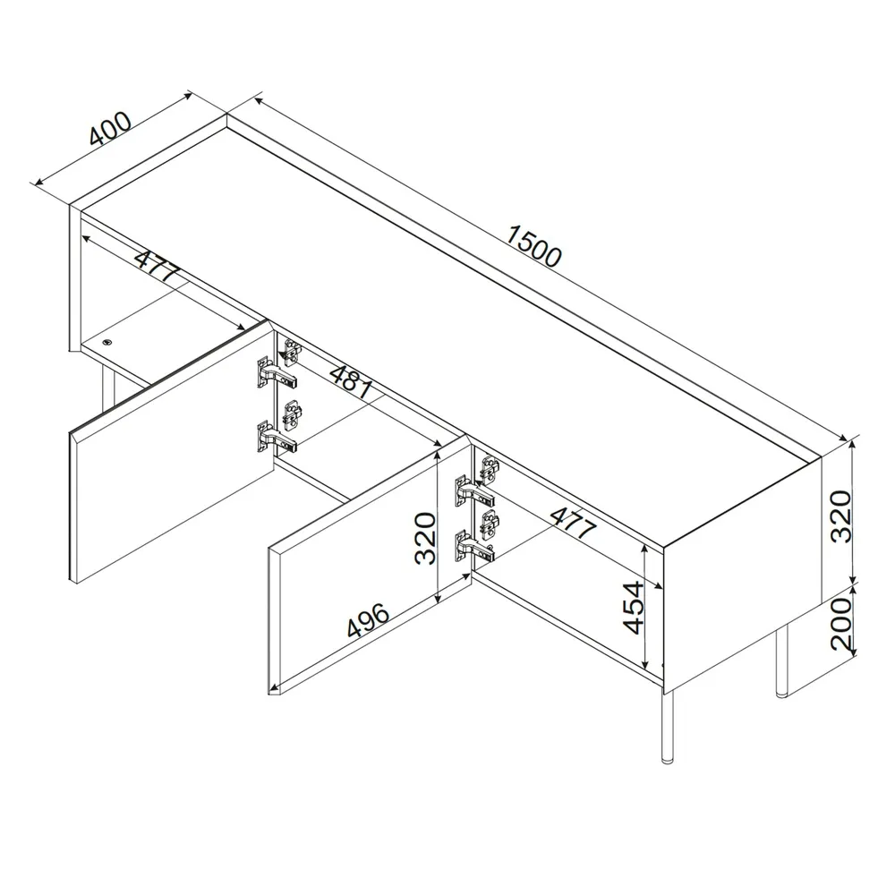 Szafka RTV beżowa / dąb mat 150 cm Olmo