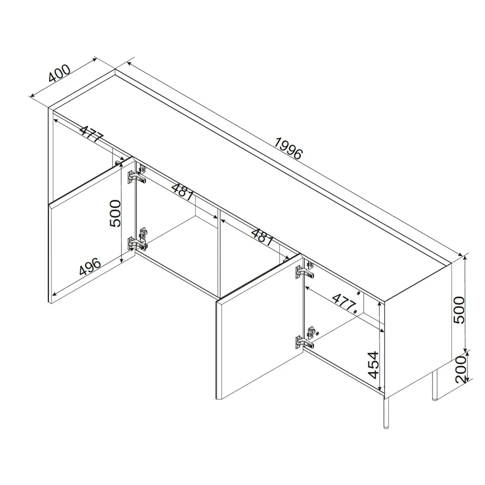 Komoda z drzwiami beżowa / dąb mat 200 cm Olmo
