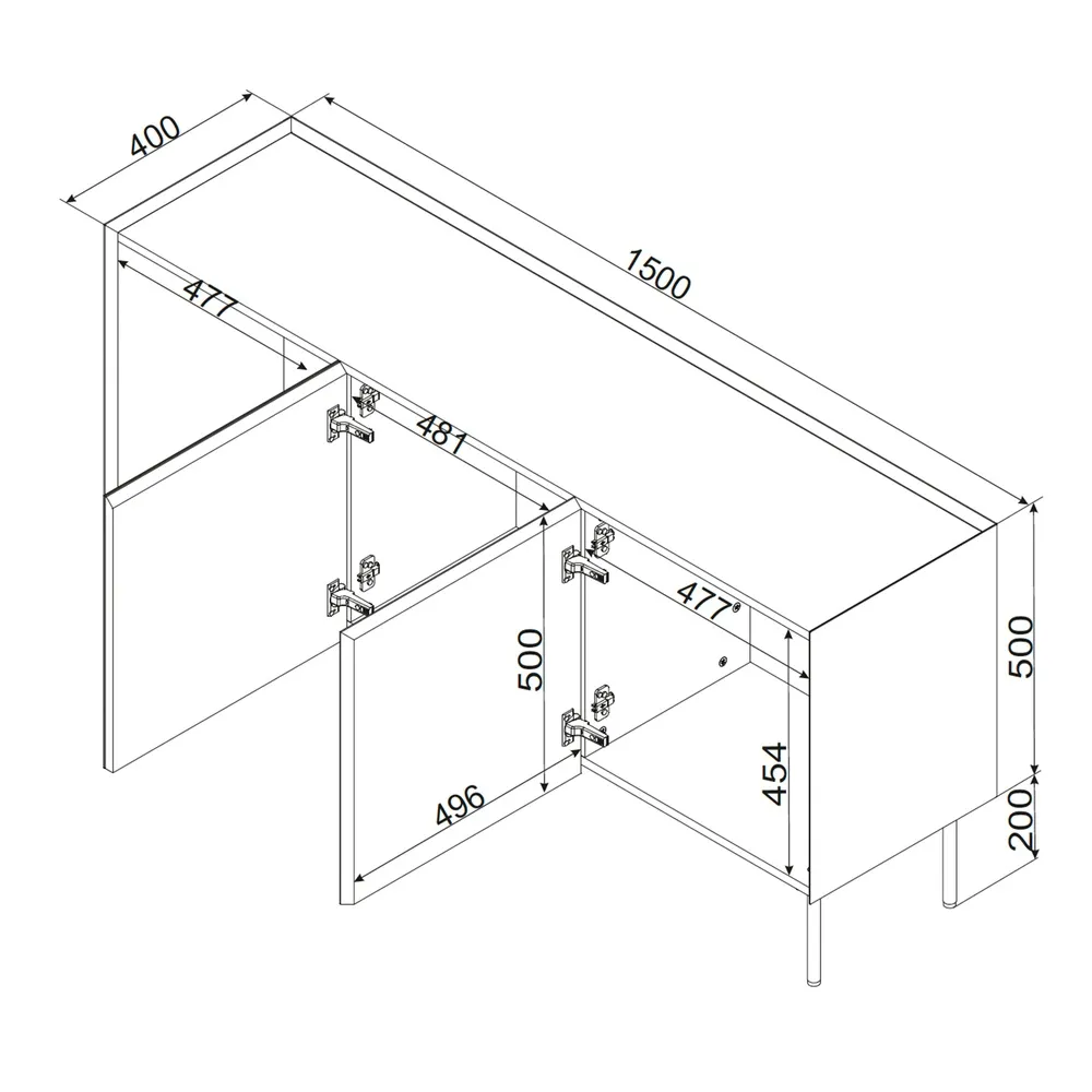 Komoda z drzwiami beżowa / dąb mat 150 cm Olmo