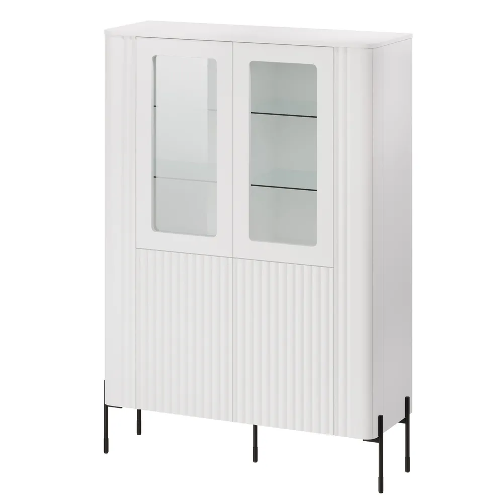 Witryna czterodrzwiowa biała mat 110 x 40 x 160 cm Aria