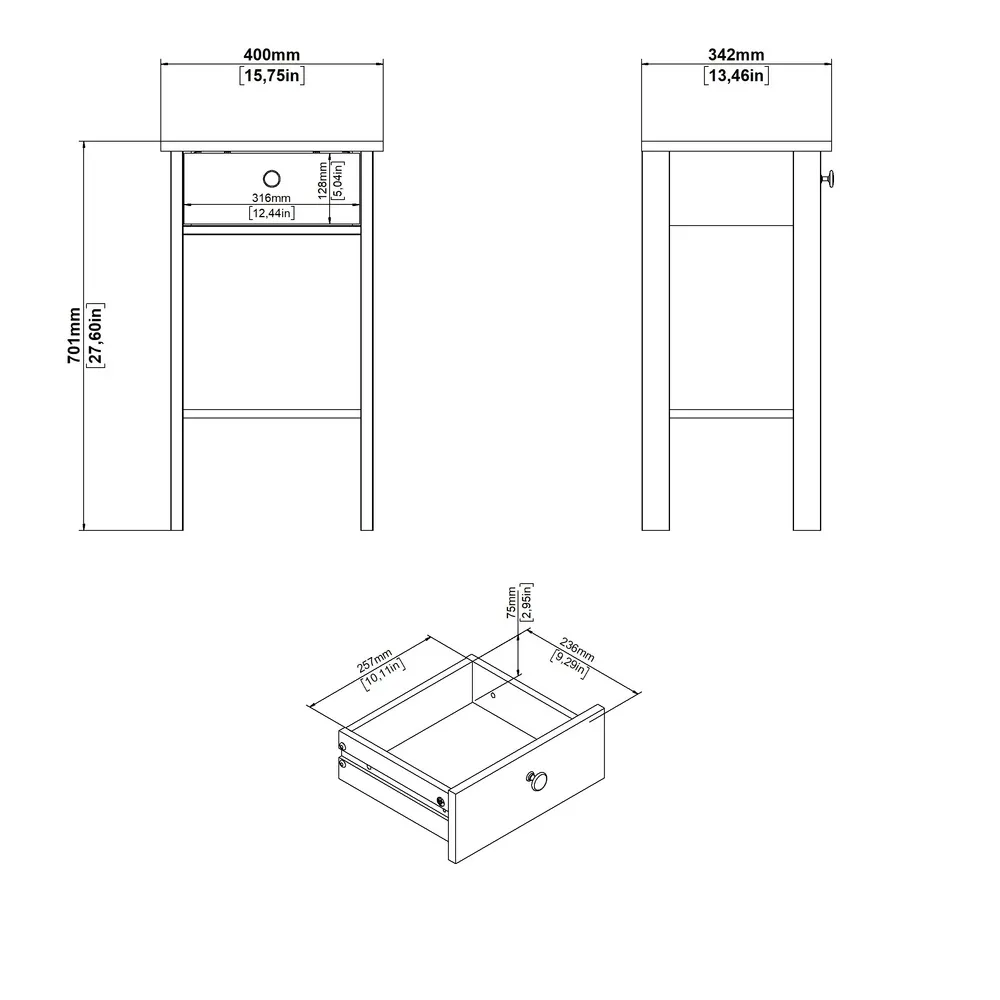 Szafka nocna jackson hickory mat 40 cm Madrid