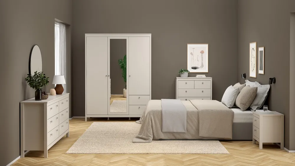 Komoda wysoka z szufladami kaszmir mat 82 cm Madrid