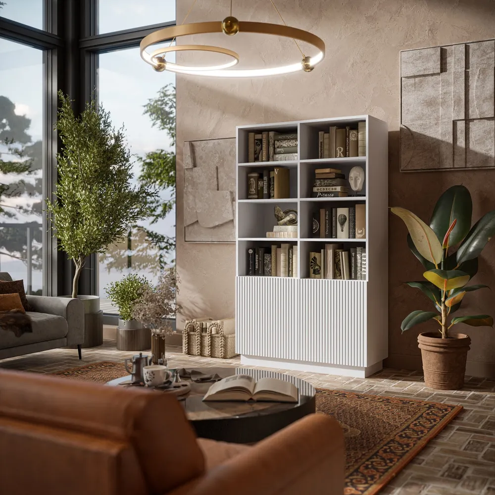 Regał do salonu biały mat 100 x 40 x 170 cm Ardea