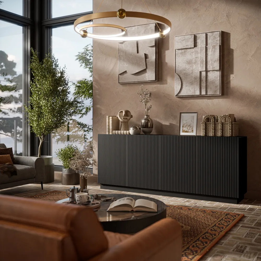 Komoda z drzwiami czarna mat 200 cm Ardea