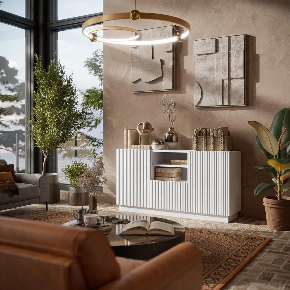 Komoda z szufladami i drzwiami biała mat 150 cm Ardea