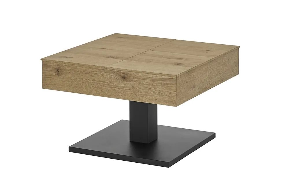 Stolik kawowy kwadratowy dąb / czarny mat 70 x 70 cm Lift