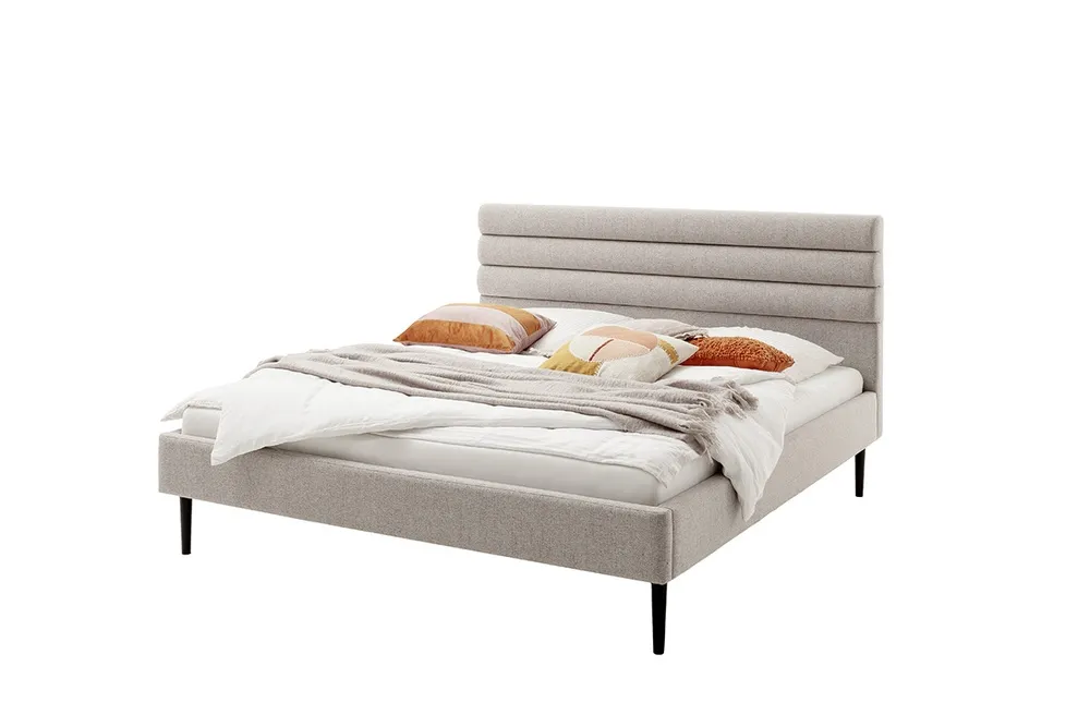 Łóżko tapicerowane beżowe 140x200 cm Nubo