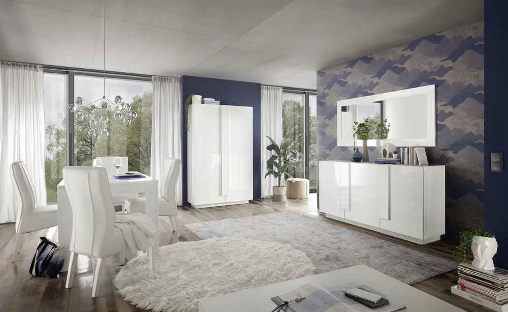 Komoda z drzwiami biała wysoki połysk 182 cm Sorelle