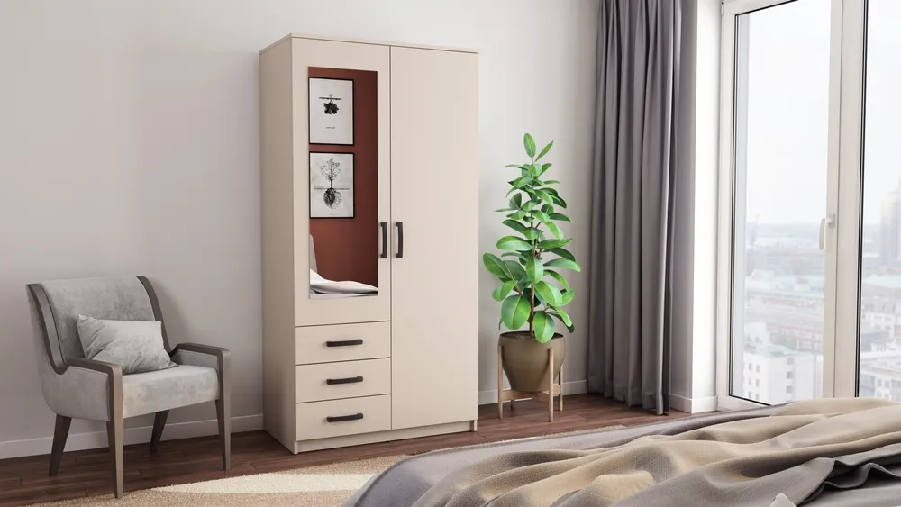 Szafa z lustrem dwudrzwiowa kaszmir mat 100 x 200 cm Sento