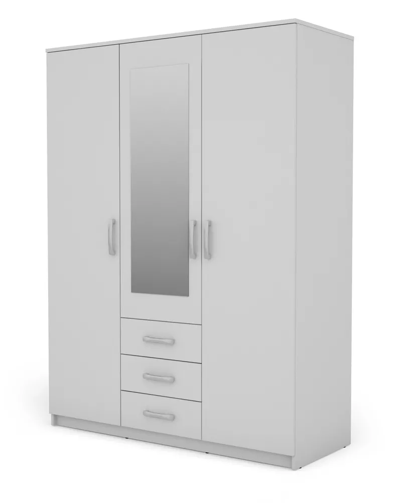 Szafa z lustrem trzydrzwiowa biała mat 150 x 200 cm Sento