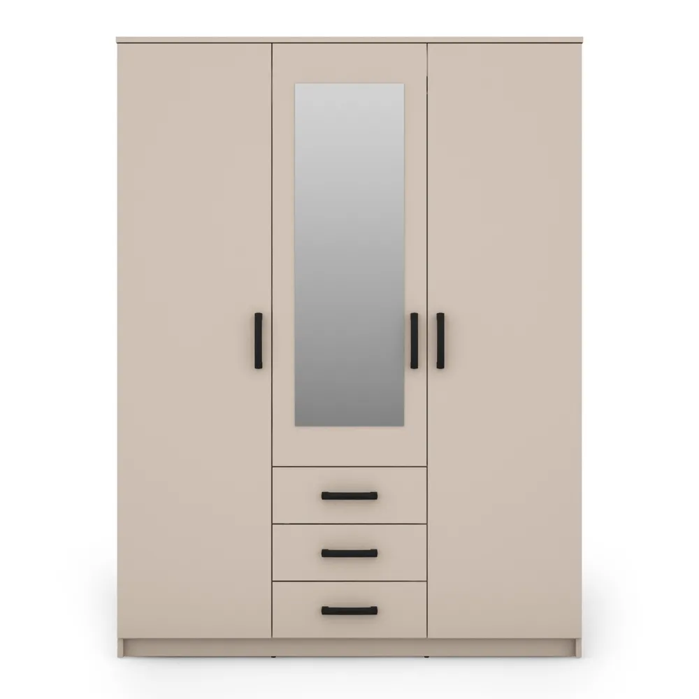 Szafa z lustrem trzydrzwiowa kaszmir mat 150 x 200 cm Sento