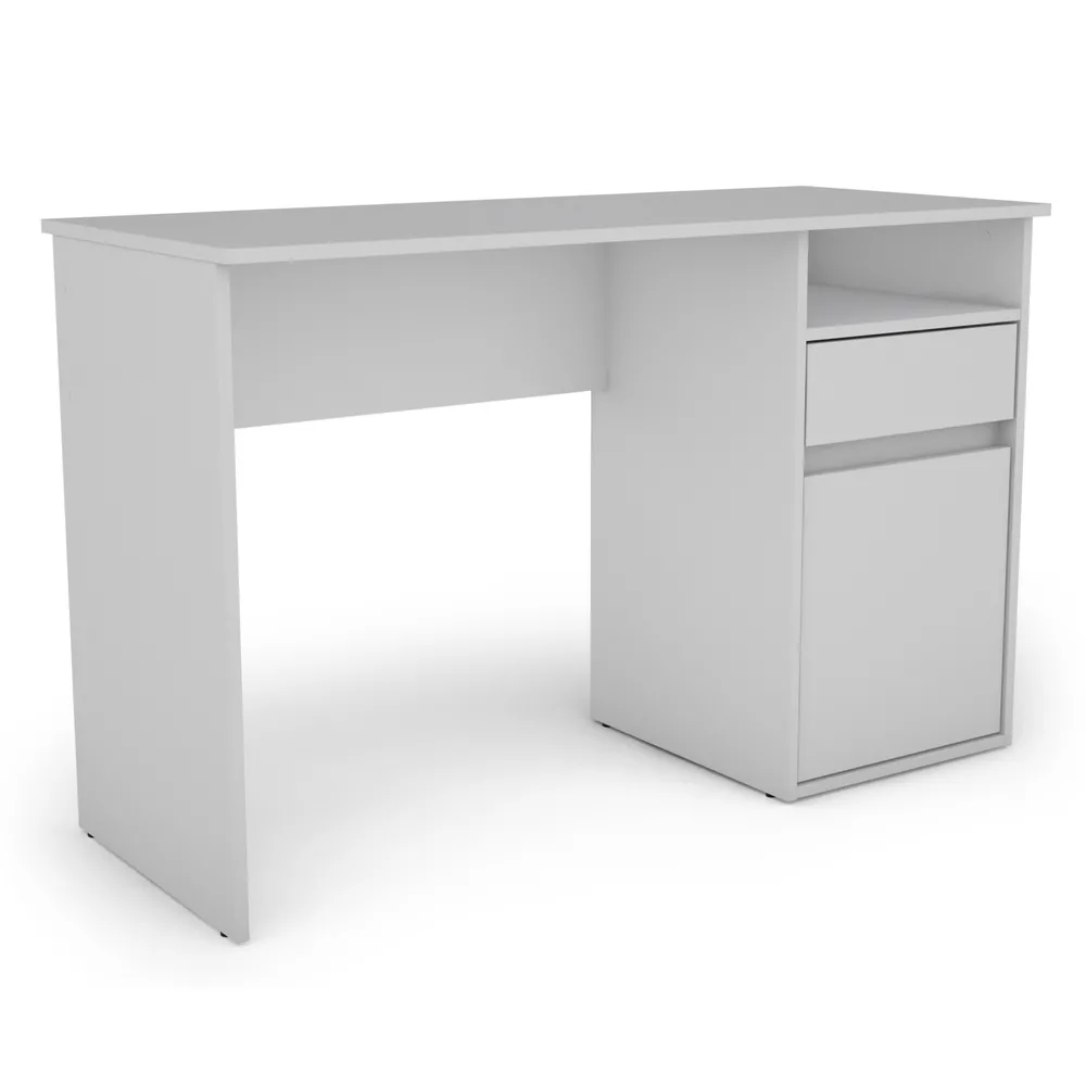 Biurko z szufladami, drzwiami białe mat 120 cm Mono