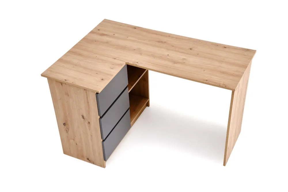 Biurko z szufladami i półkami dąb artisan / grafitowy mat 124 cm Bega