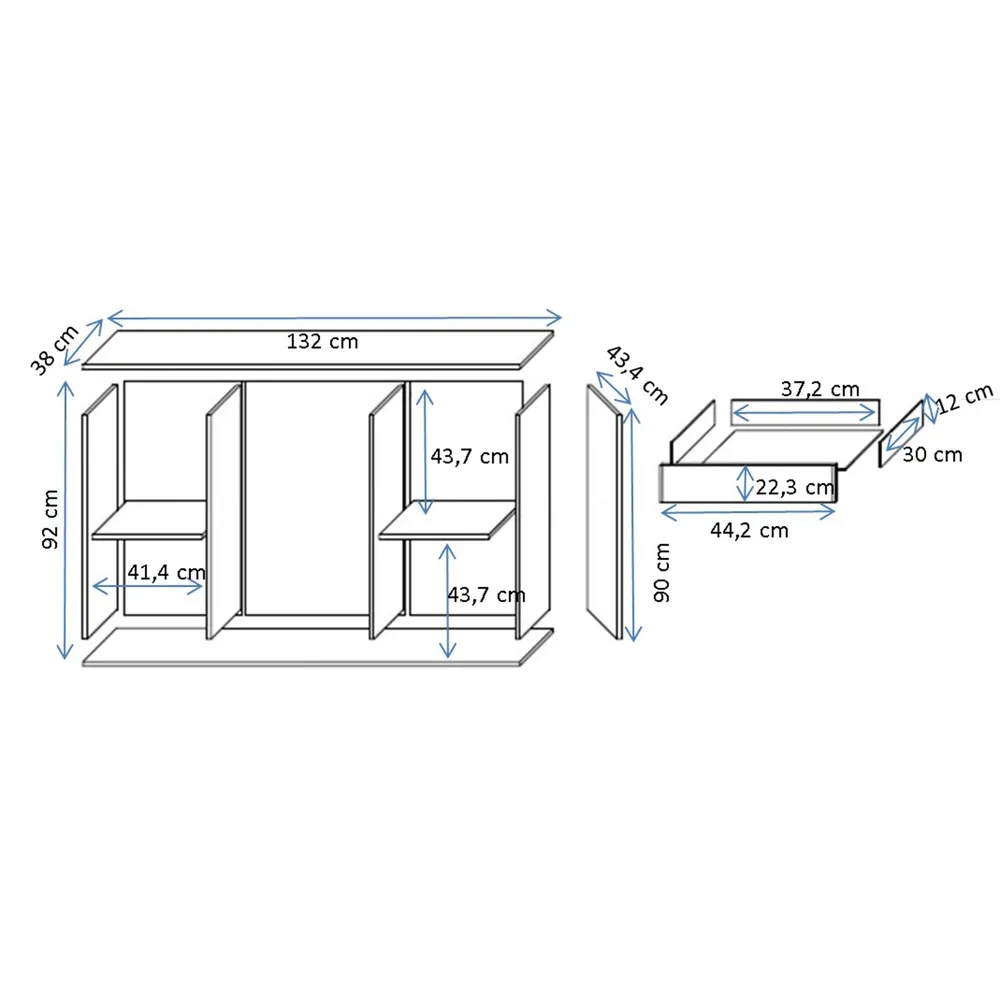 Komoda z szufladami i drzwiami kaszmir mat 120 cm Simple