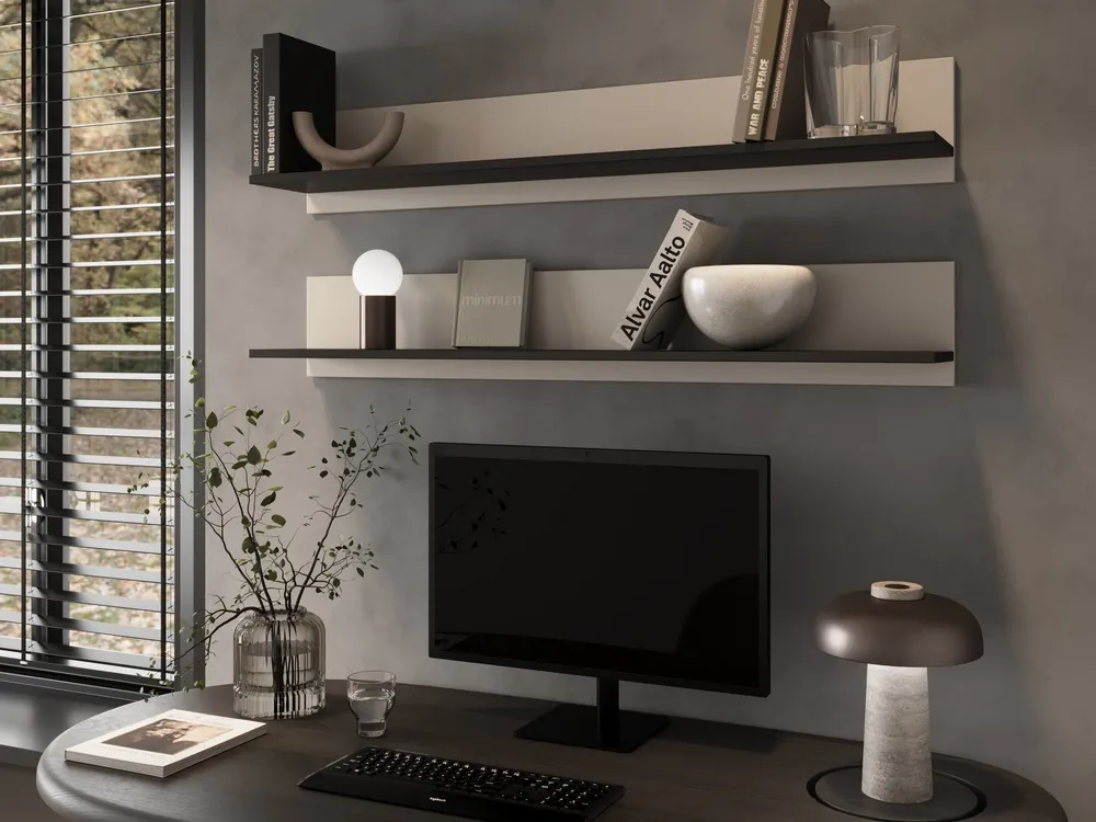 Zestaw 2 półek wiszących kaszmir / czarna mat 125 x 20 cm Simple