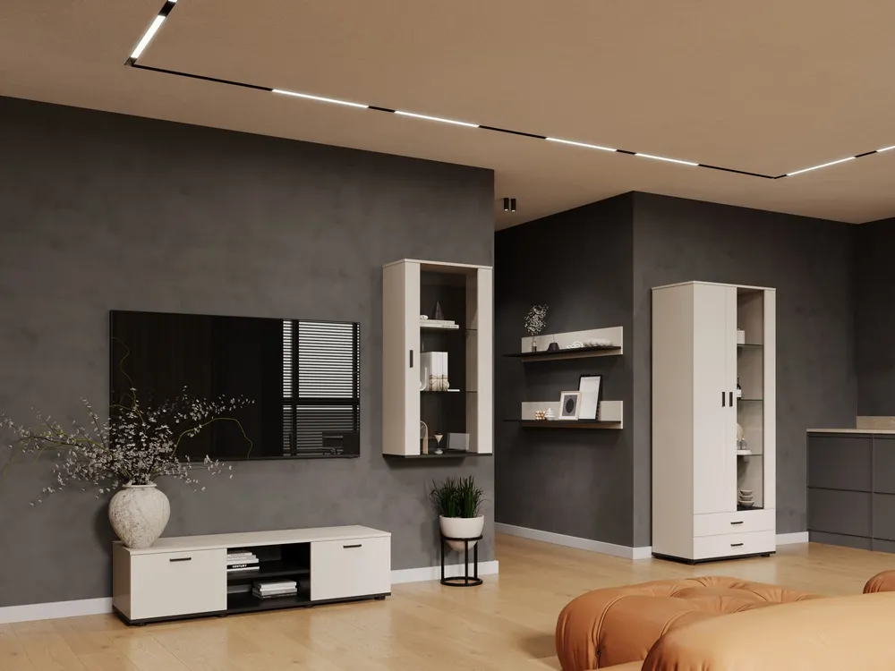 Szafka RTV kaszmir / czarna mat 140 cm Simple