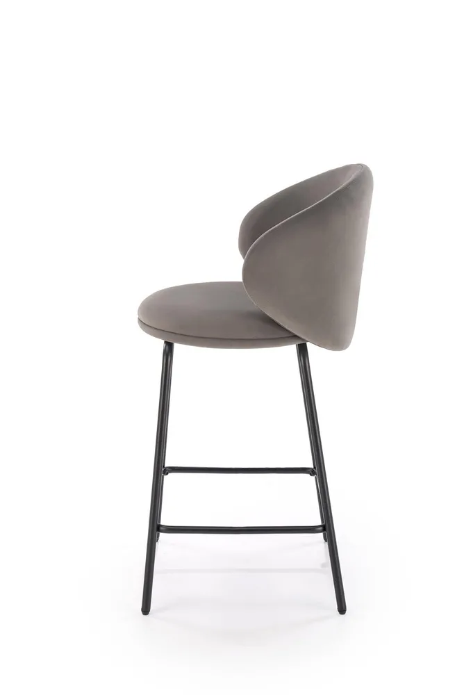 Hoker z oparciem tapicerowany szary / czarny H121