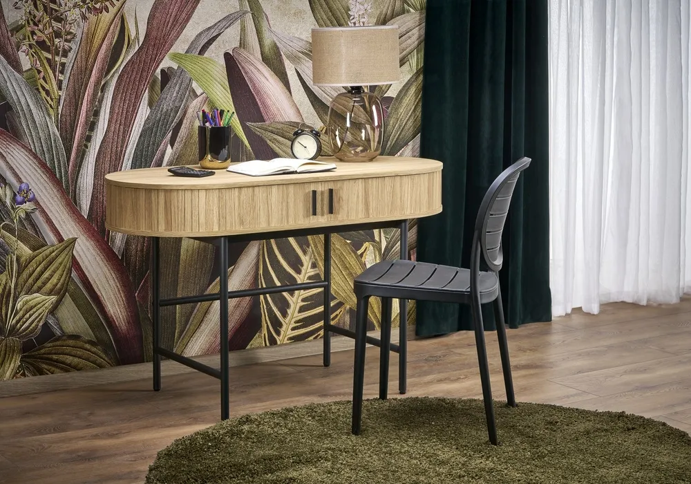 Biurko z drzwiami naturalne / czarne mat 120 cm B51